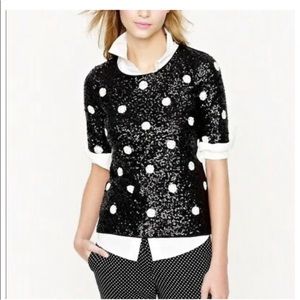 J Crew Sequin Polka Dot Top